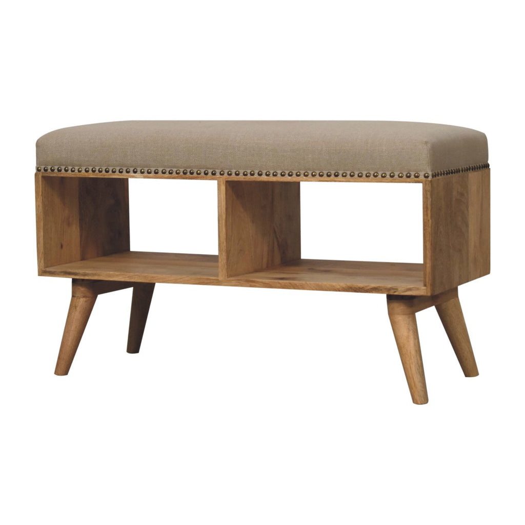 Heritage Collection Studded Linen Open Bench