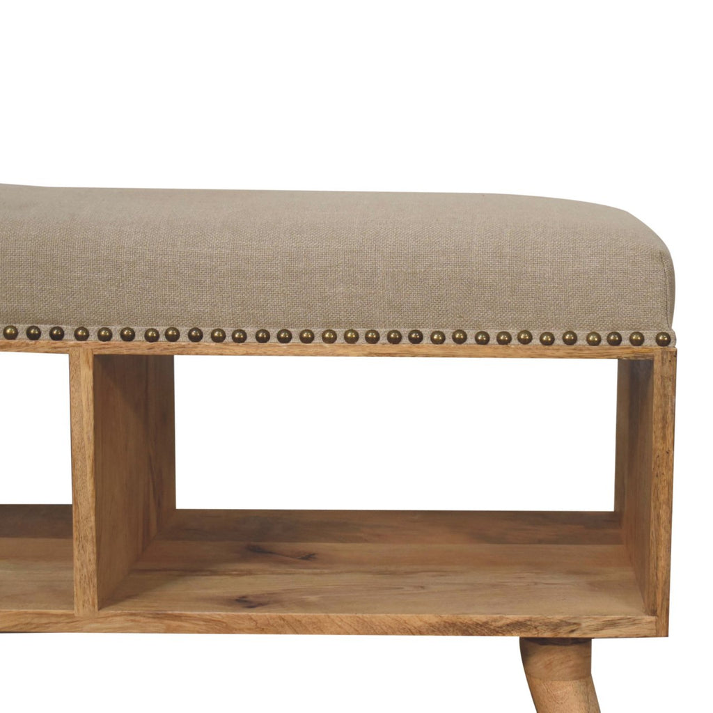 Heritage Collection Studded Linen Open Bench