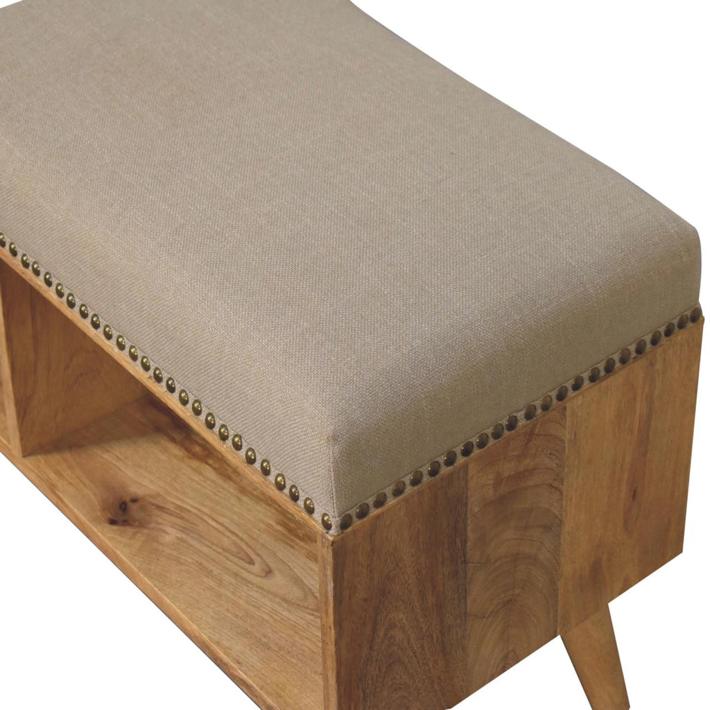 Heritage Collection Studded Linen Open Bench