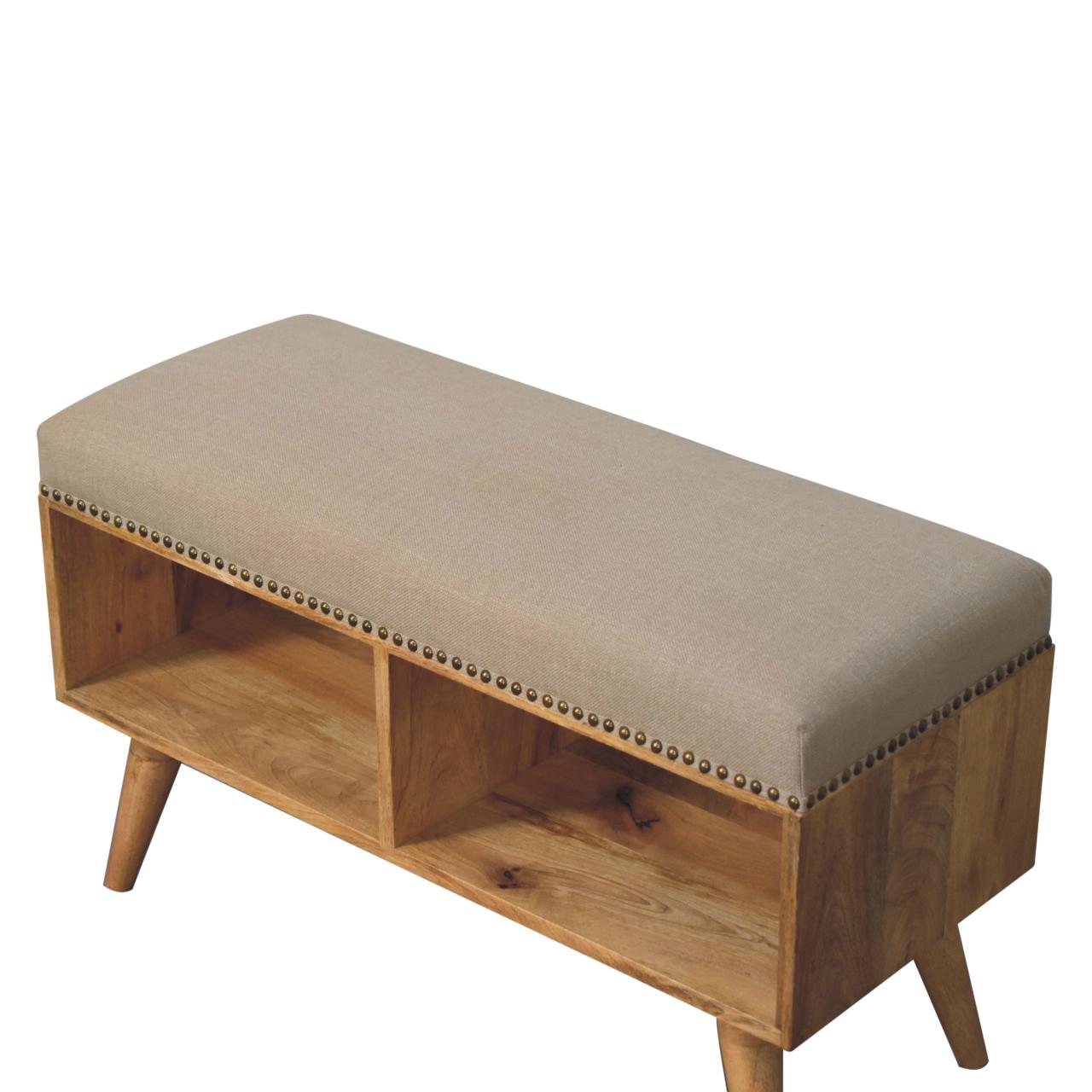Heritage Collection Studded Linen Open Bench