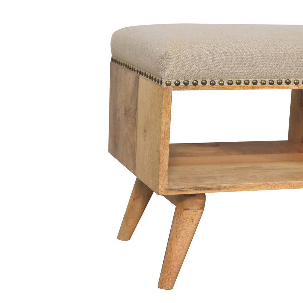 Heritage Collection Studded Linen Open Bench