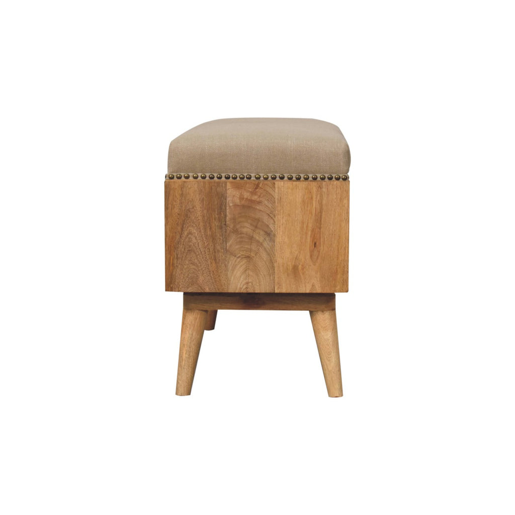 Heritage Collection Studded Linen Open Bench