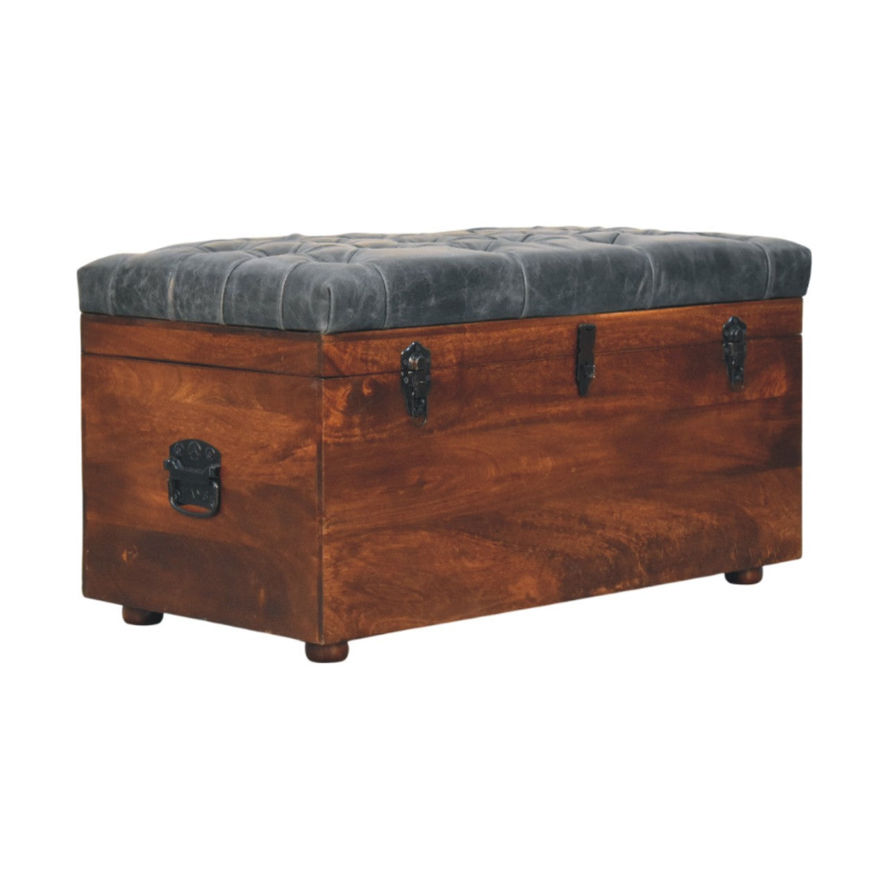 Heritage Collection Black Buffalo hide leather Storage Trunk