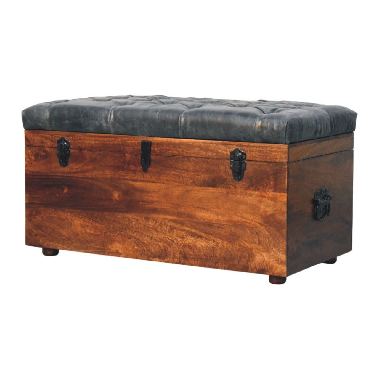 Heritage Collection Black Buffalo hide leather Storage Trunk