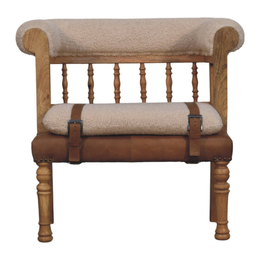 Heritage Collection Strapped Hallway Boucle Bench