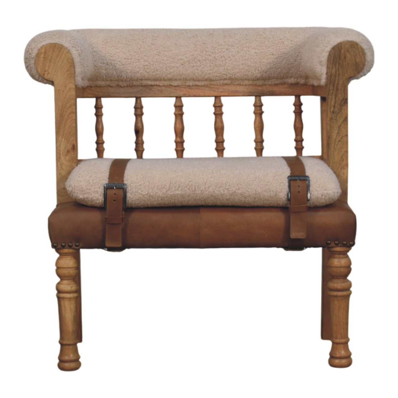 Heritage Collection Strapped Hallway Boucle Bench