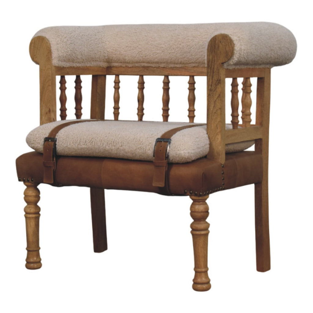 Heritage Collection Strapped Hallway Boucle Bench