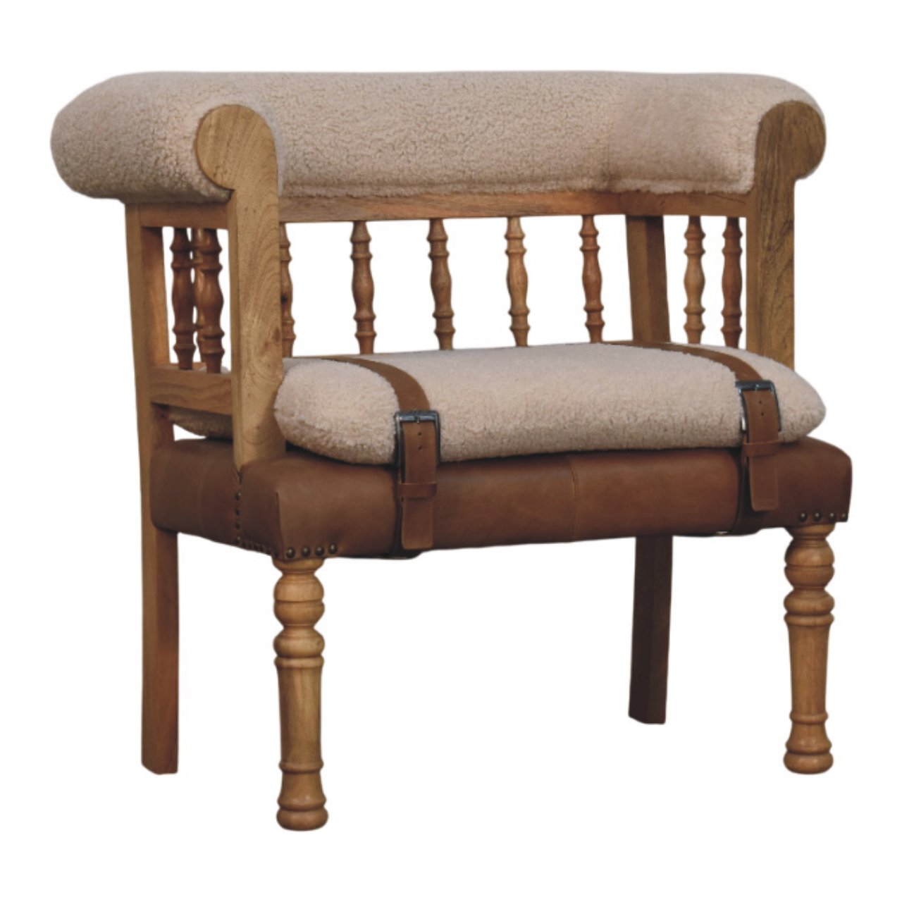 Heritage Collection Strapped Hallway Boucle Bench