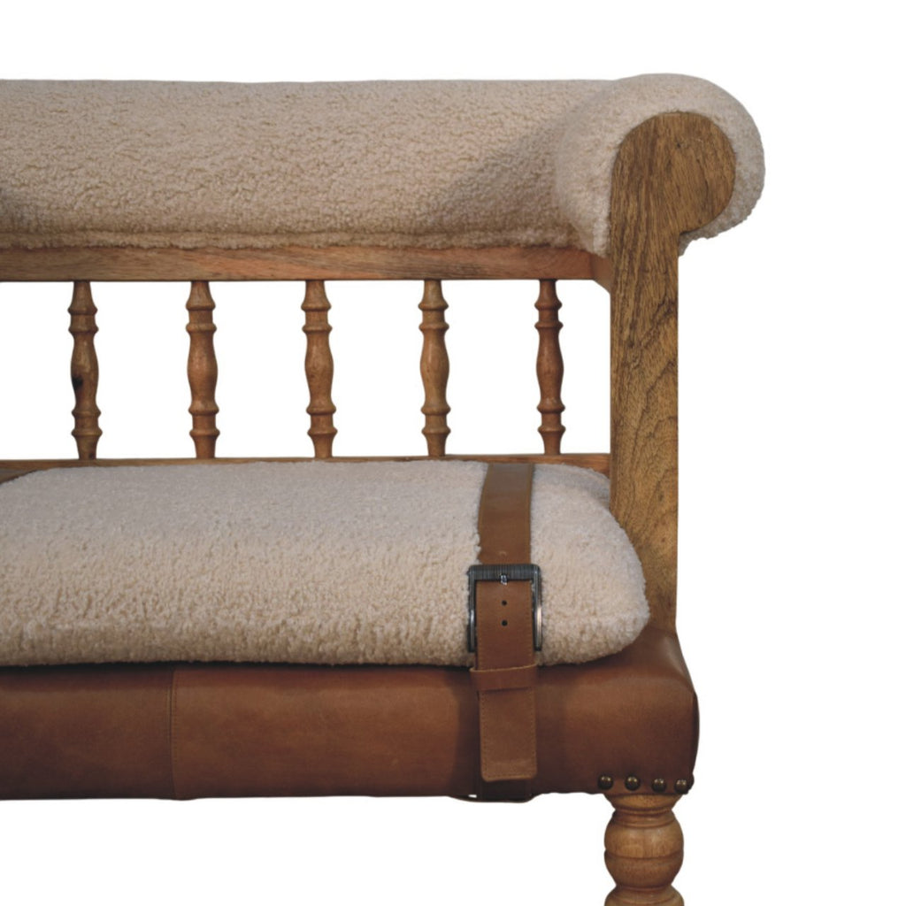 Heritage Collection Strapped Hallway Boucle Bench