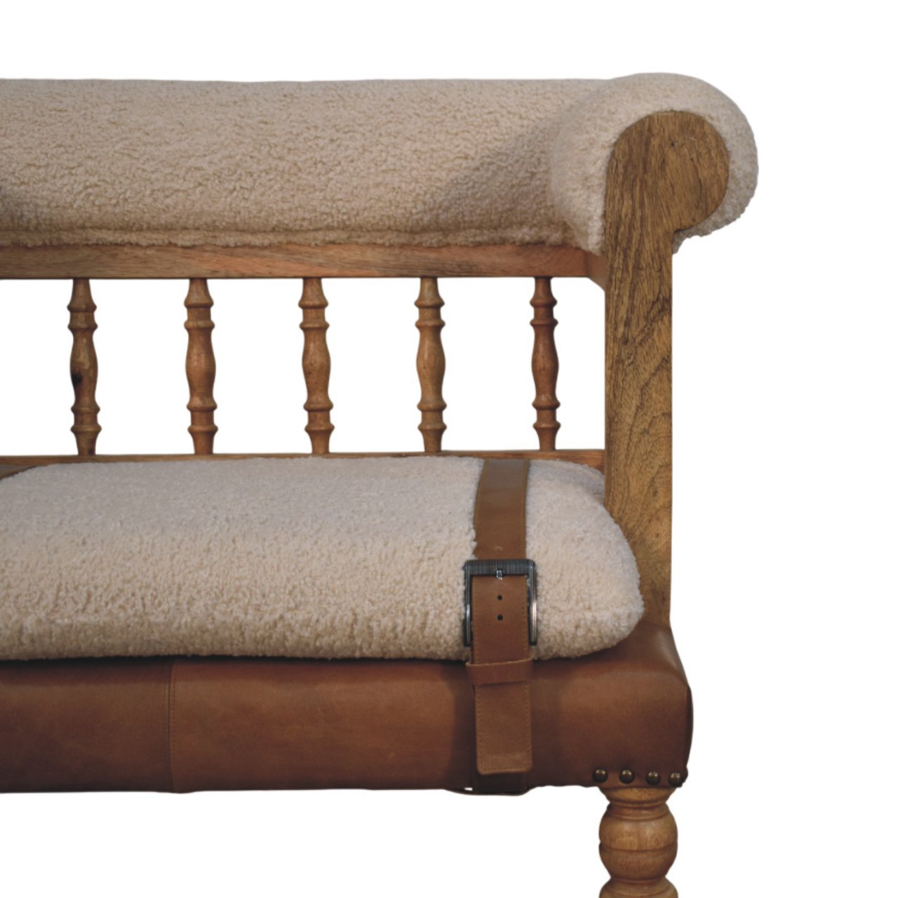 Heritage Collection Strapped Hallway Boucle Bench