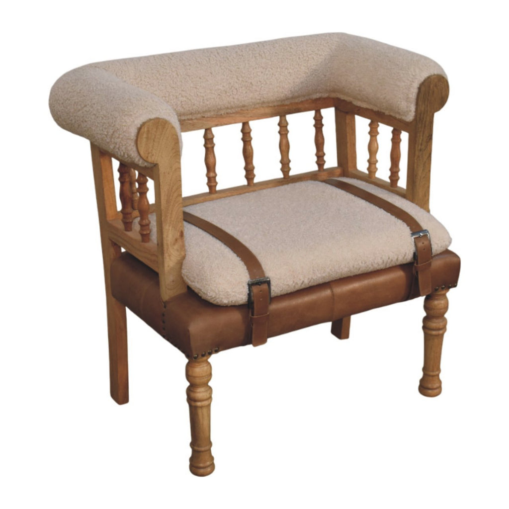 Heritage Collection Strapped Hallway Boucle Bench