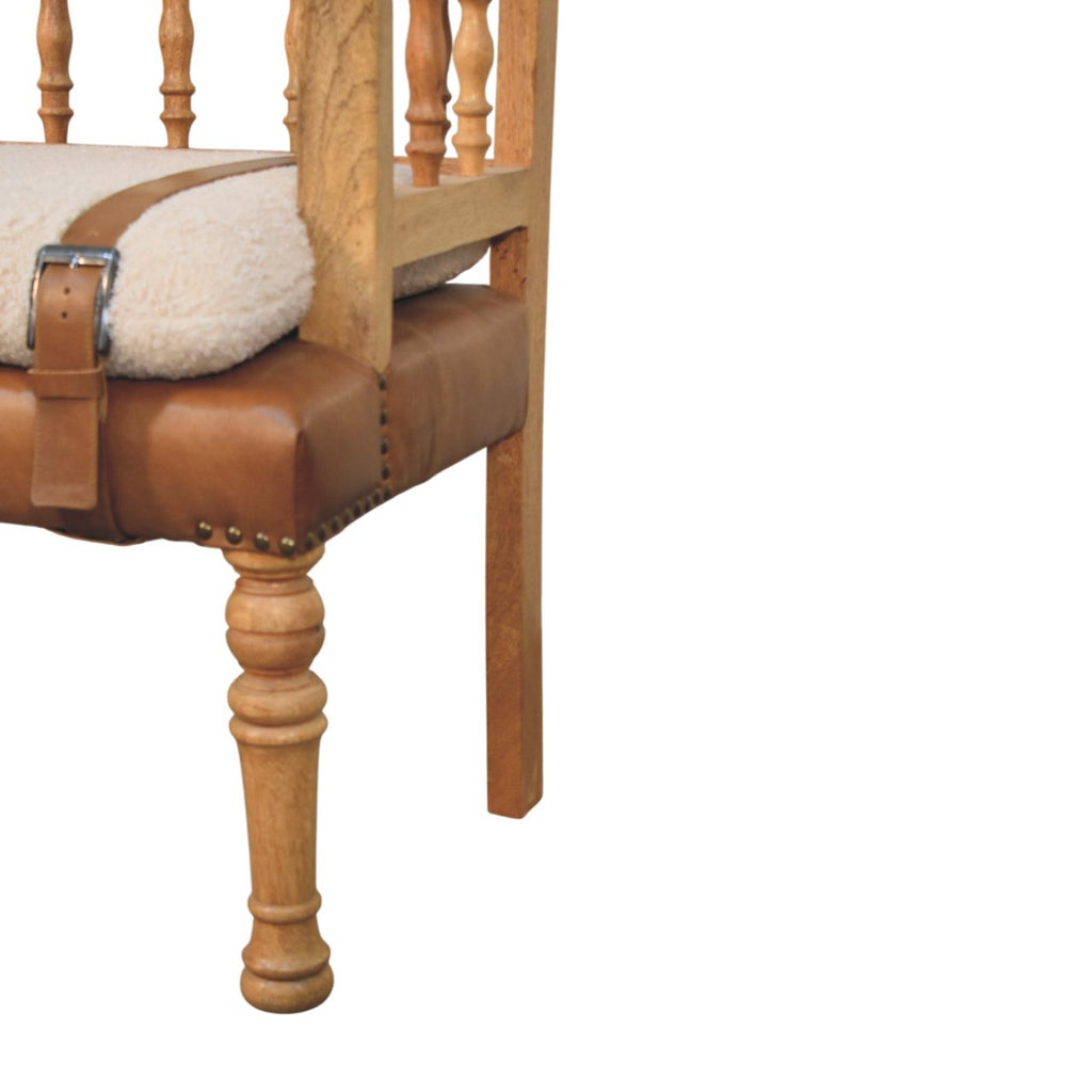 Heritage Collection Strapped Hallway Boucle Bench