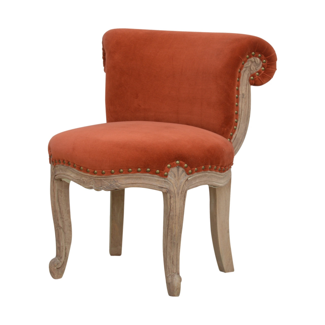 Heritage Collection Brick Red Velvet Studded Chair