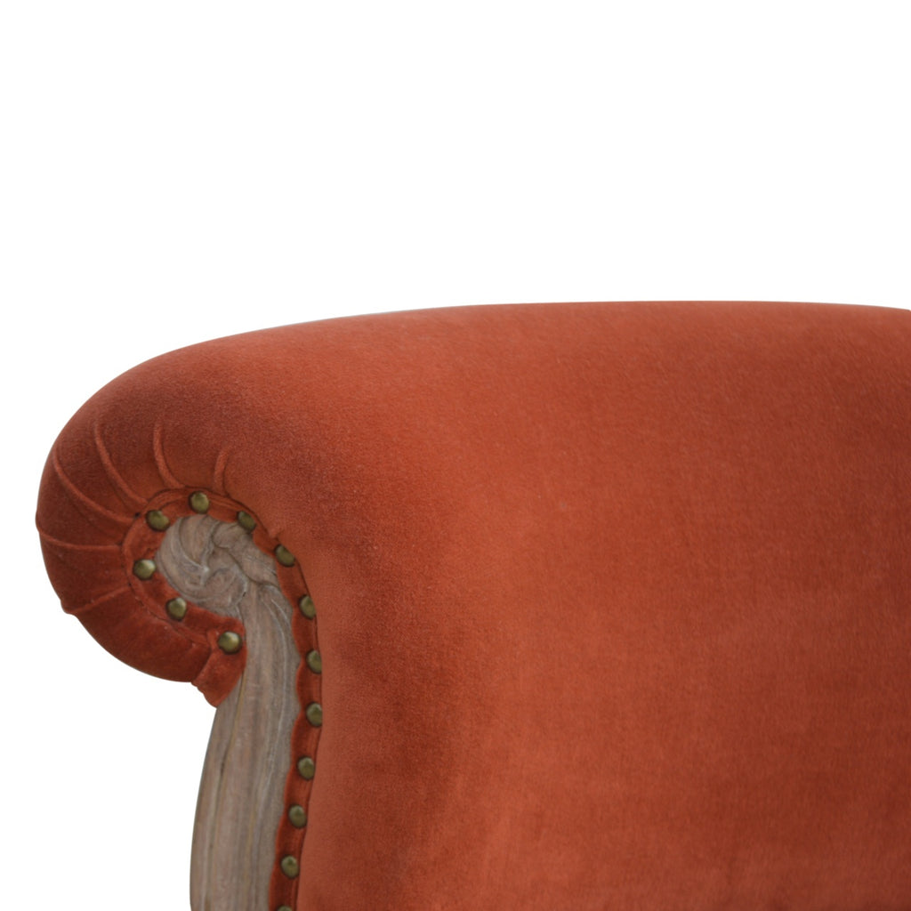Heritage Collection Brick Red Velvet Studded Chair