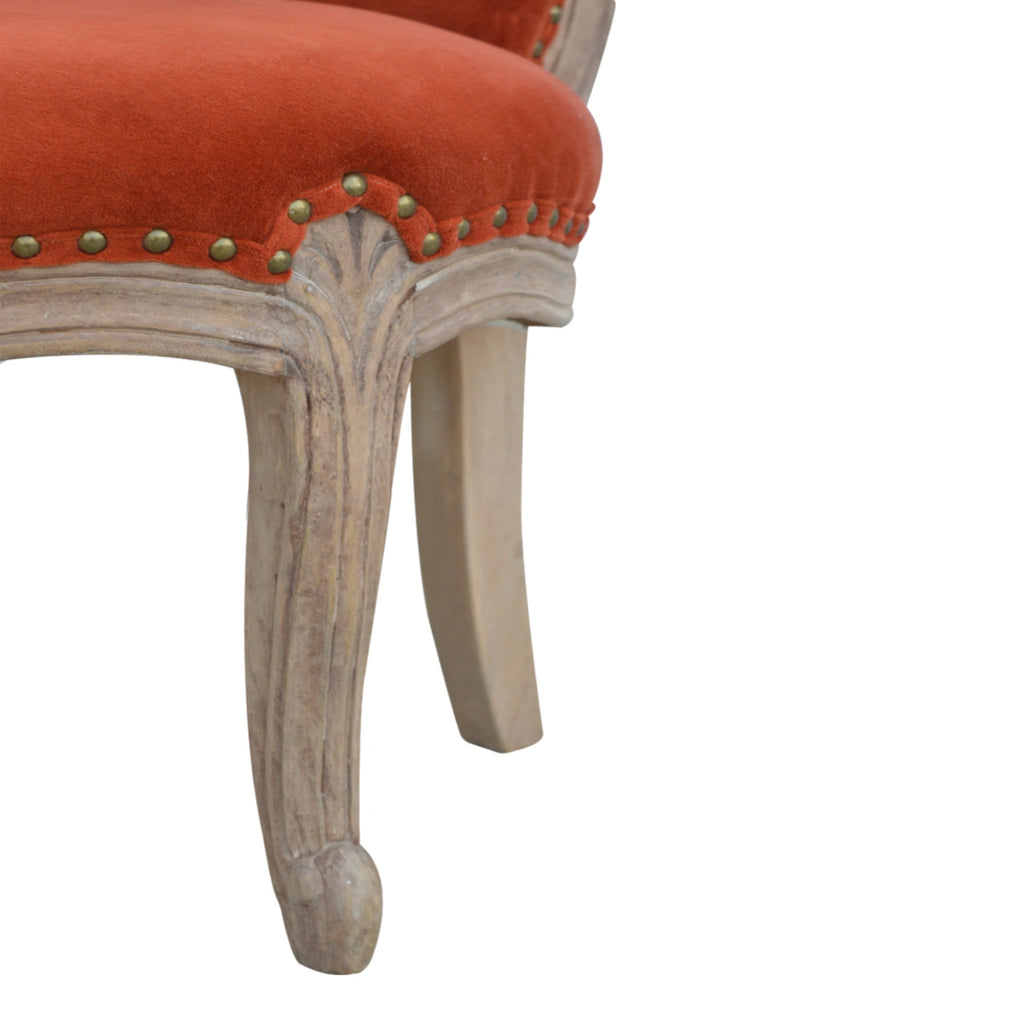 Heritage Collection Brick Red Velvet Studded Chair