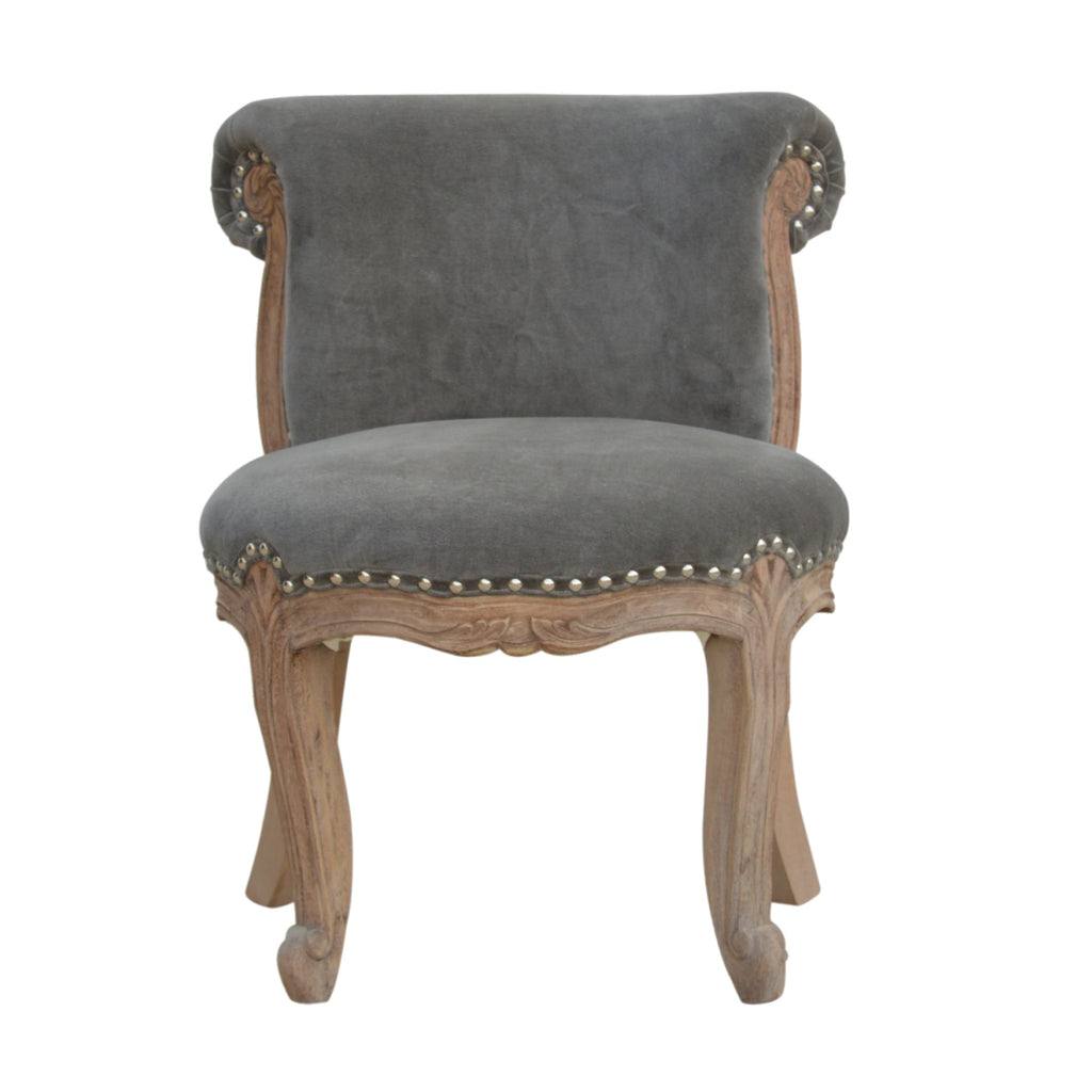 Heritage Collection Grey Velvet Studded Chair