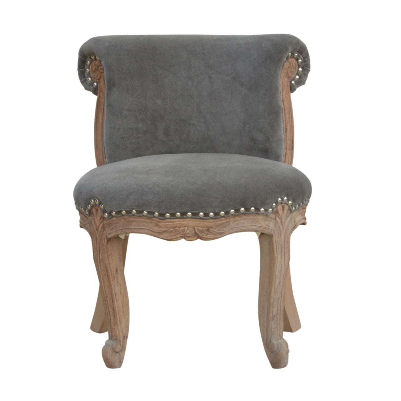 Heritage Collection Grey Velvet Studded Chair
