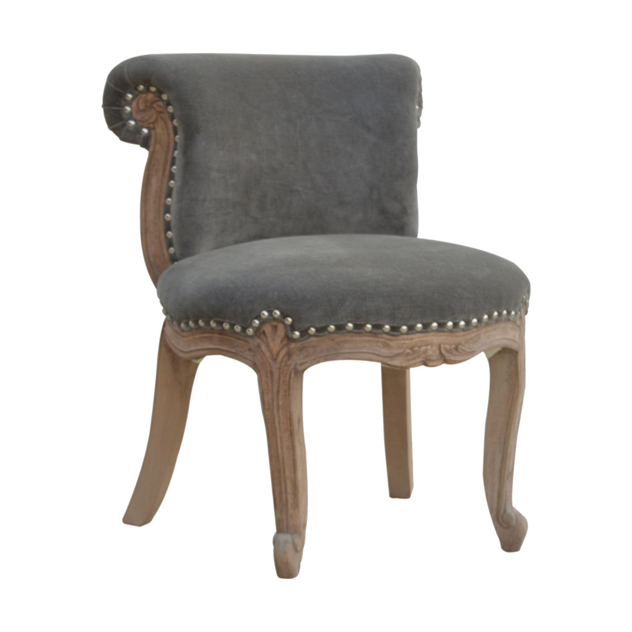 Heritage Collection Grey Velvet Studded Chair