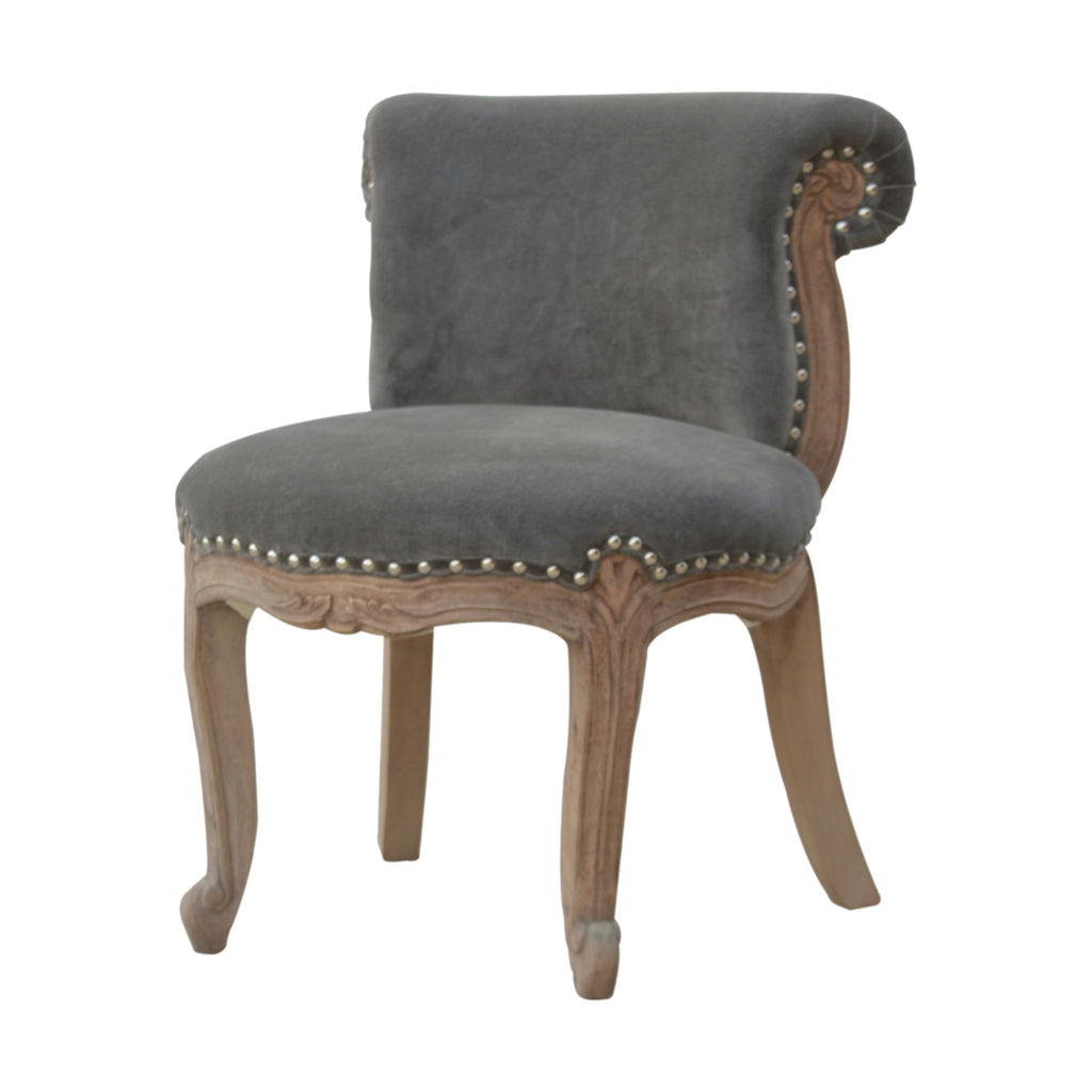 Heritage Collection Grey Velvet Studded Chair