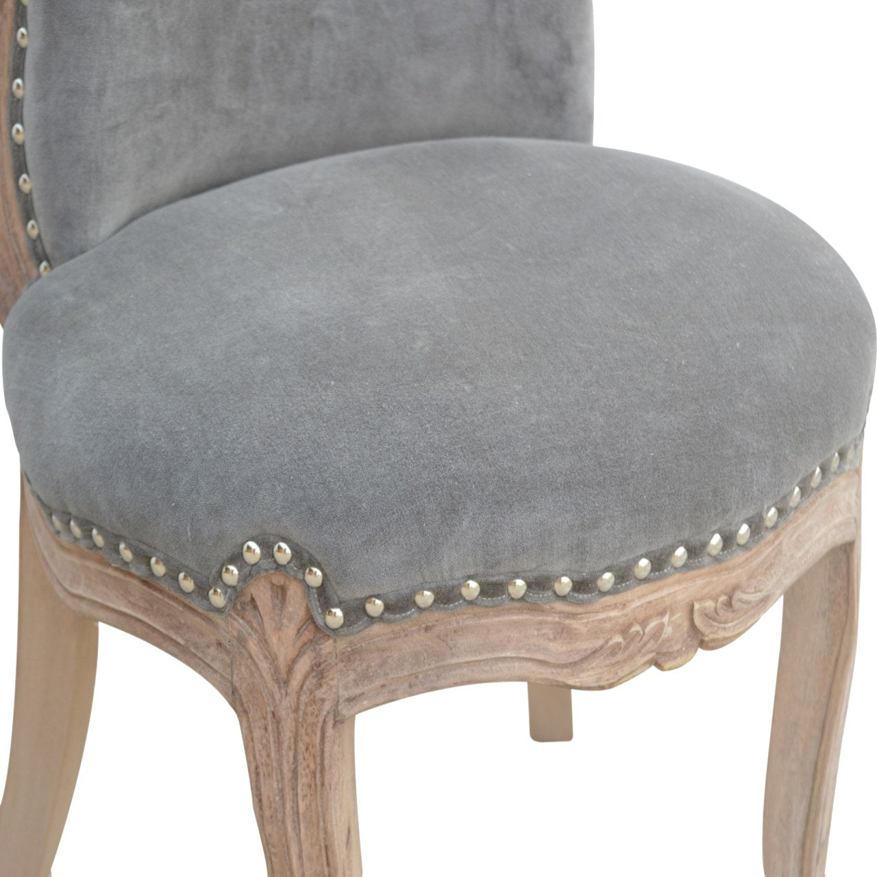 Heritage Collection Grey Velvet Studded Chair