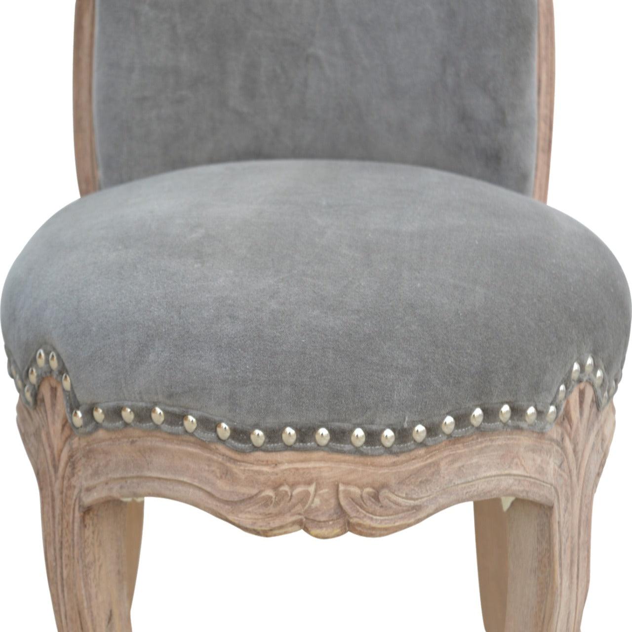 Heritage Collection Grey Velvet Studded Chair