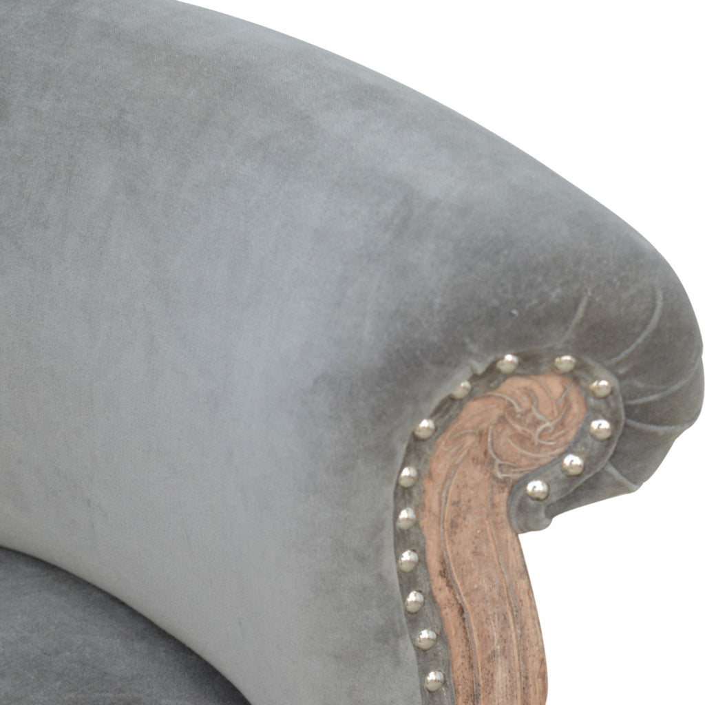 Heritage Collection Grey Velvet Studded Chair