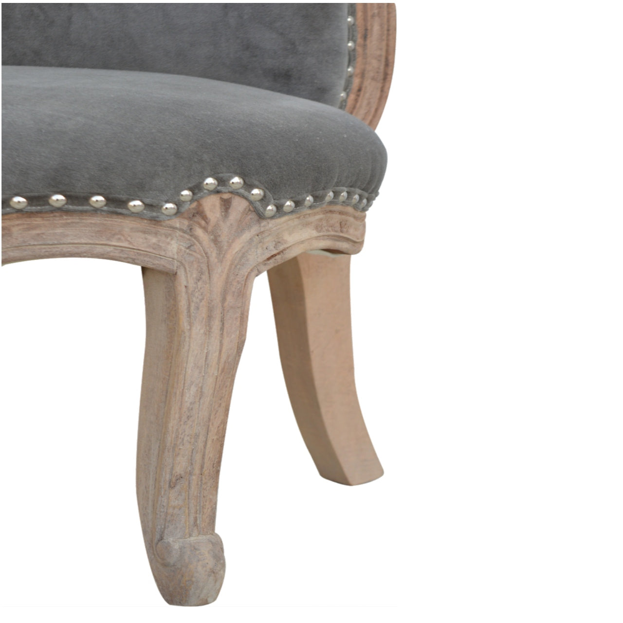Heritage Collection Grey Velvet Studded Chair