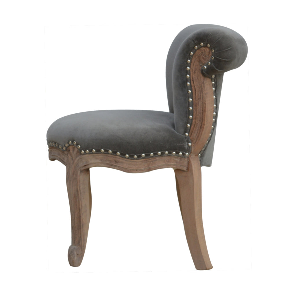 Heritage Collection Grey Velvet Studded Chair