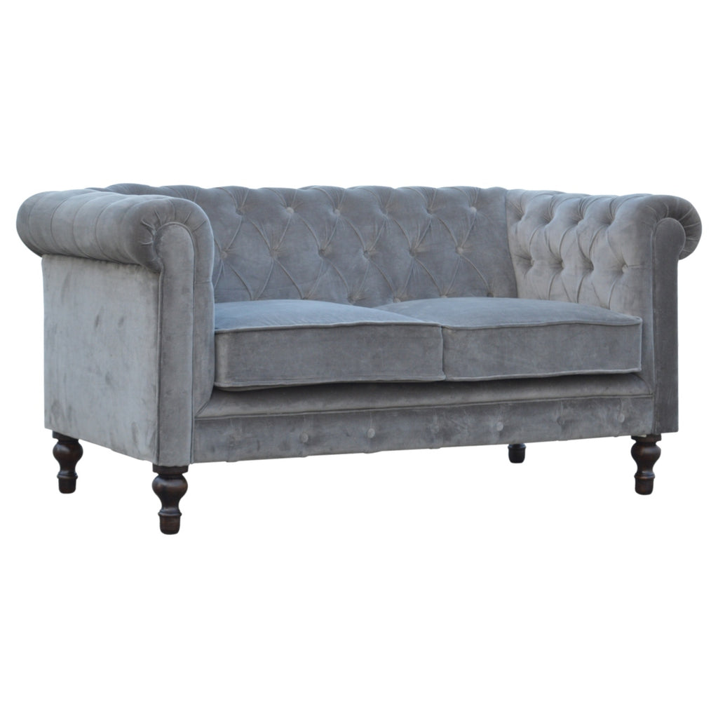 Heritage Collection Grey Velvet Chesterfield Sofa