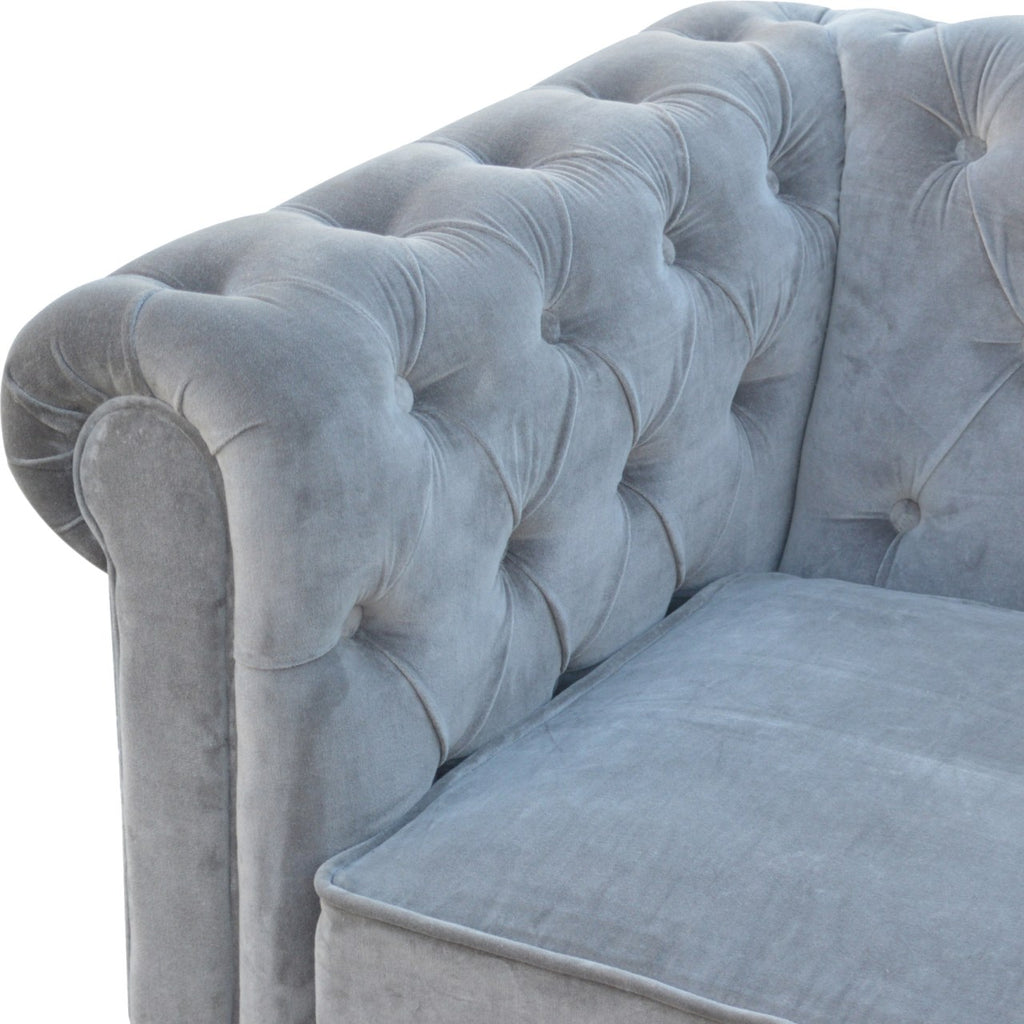 Heritage Collection Grey Velvet Chesterfield Sofa