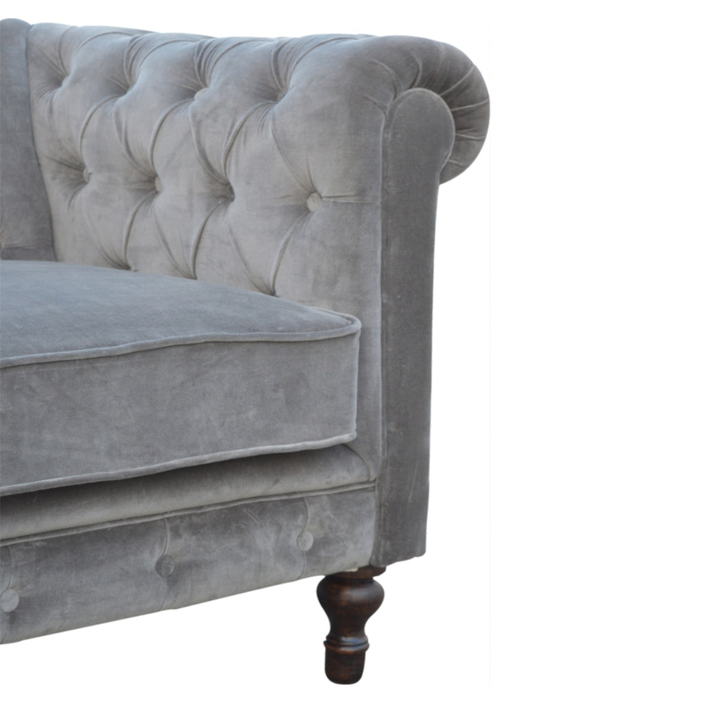 Heritage Collection Grey Velvet Chesterfield Sofa