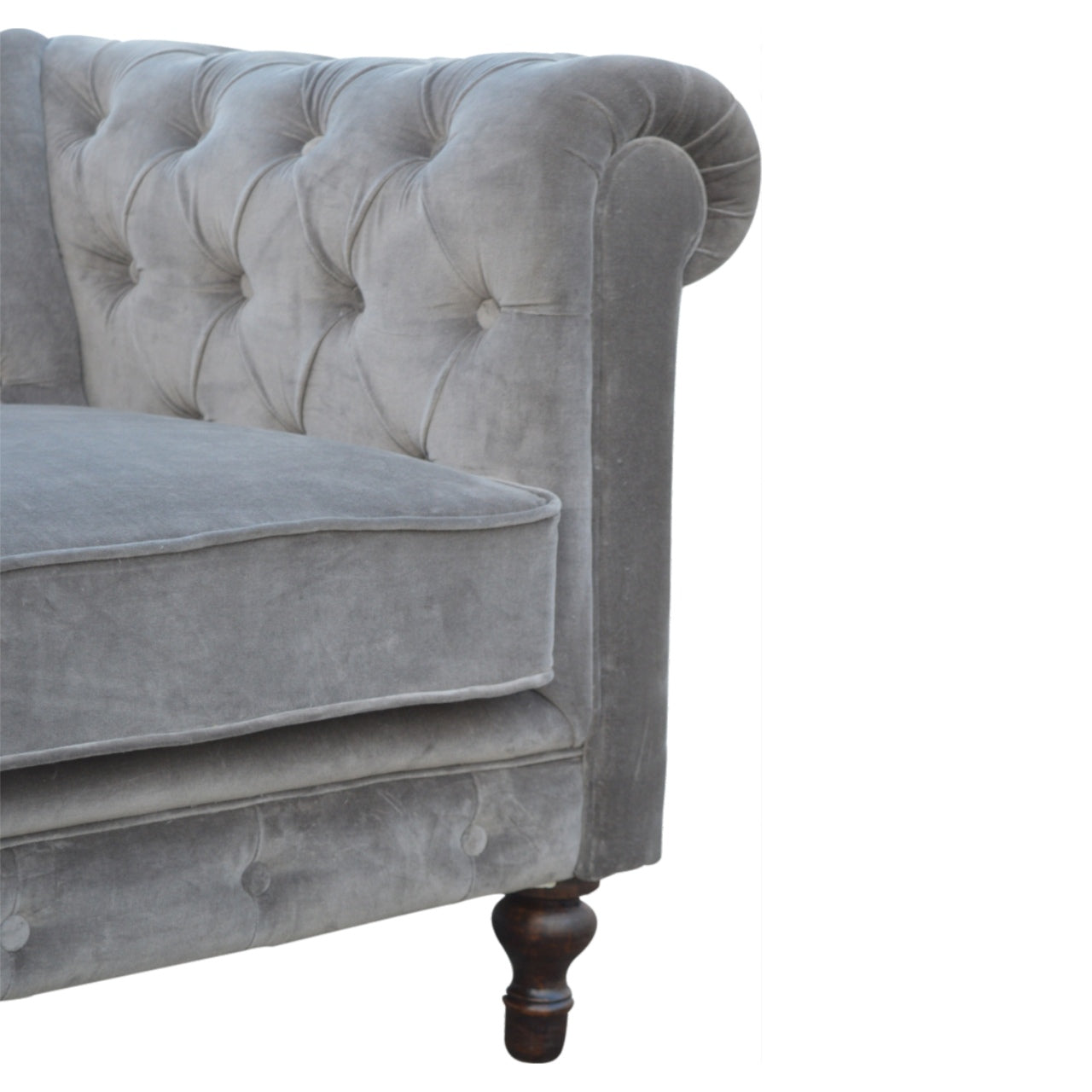 Heritage Collection Grey Velvet Chesterfield Sofa