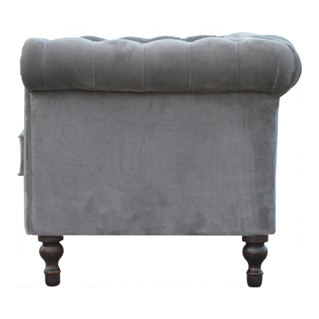 Heritage Collection Grey Velvet Chesterfield Sofa