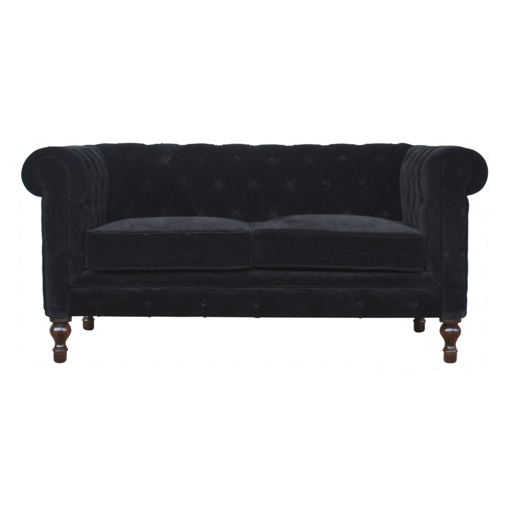 Heritage Collection Black Velvet Chesterfield Sofa