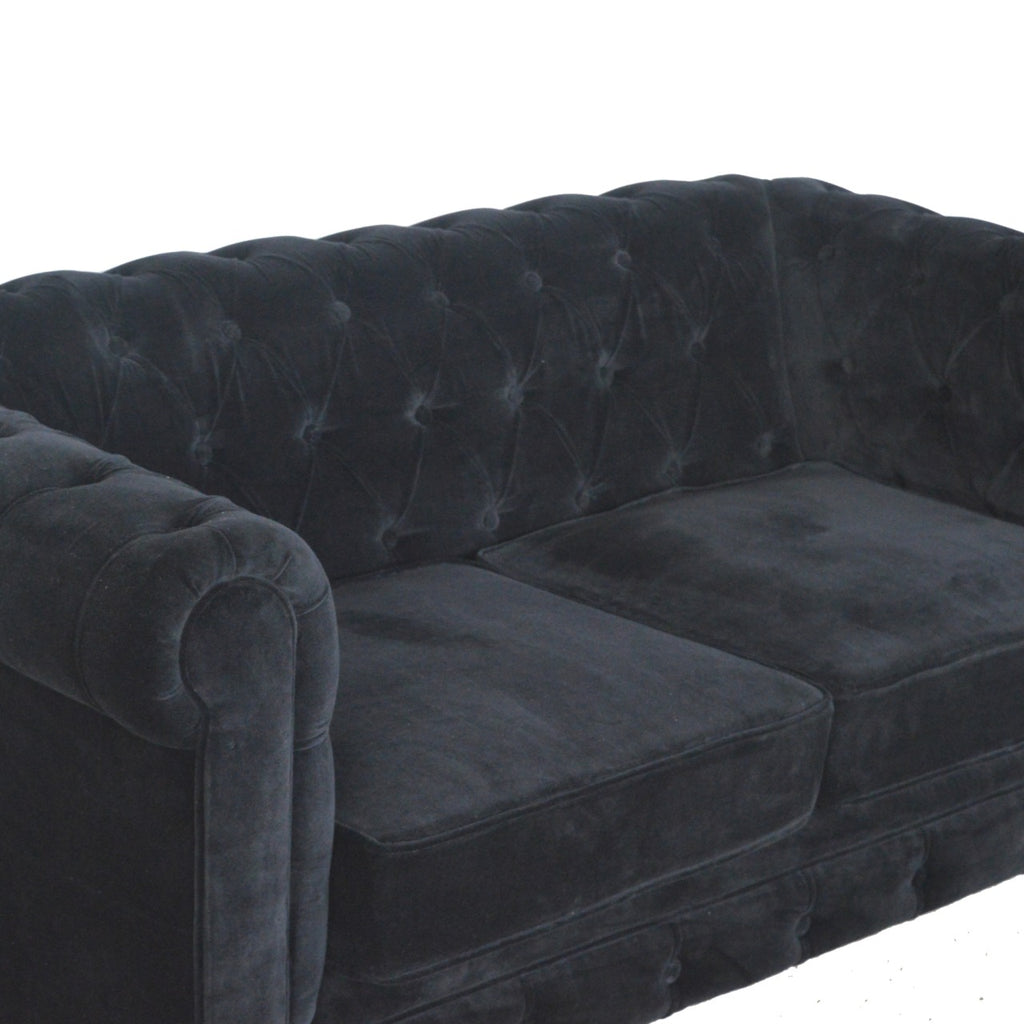 Heritage Collection Black Velvet Chesterfield Sofa