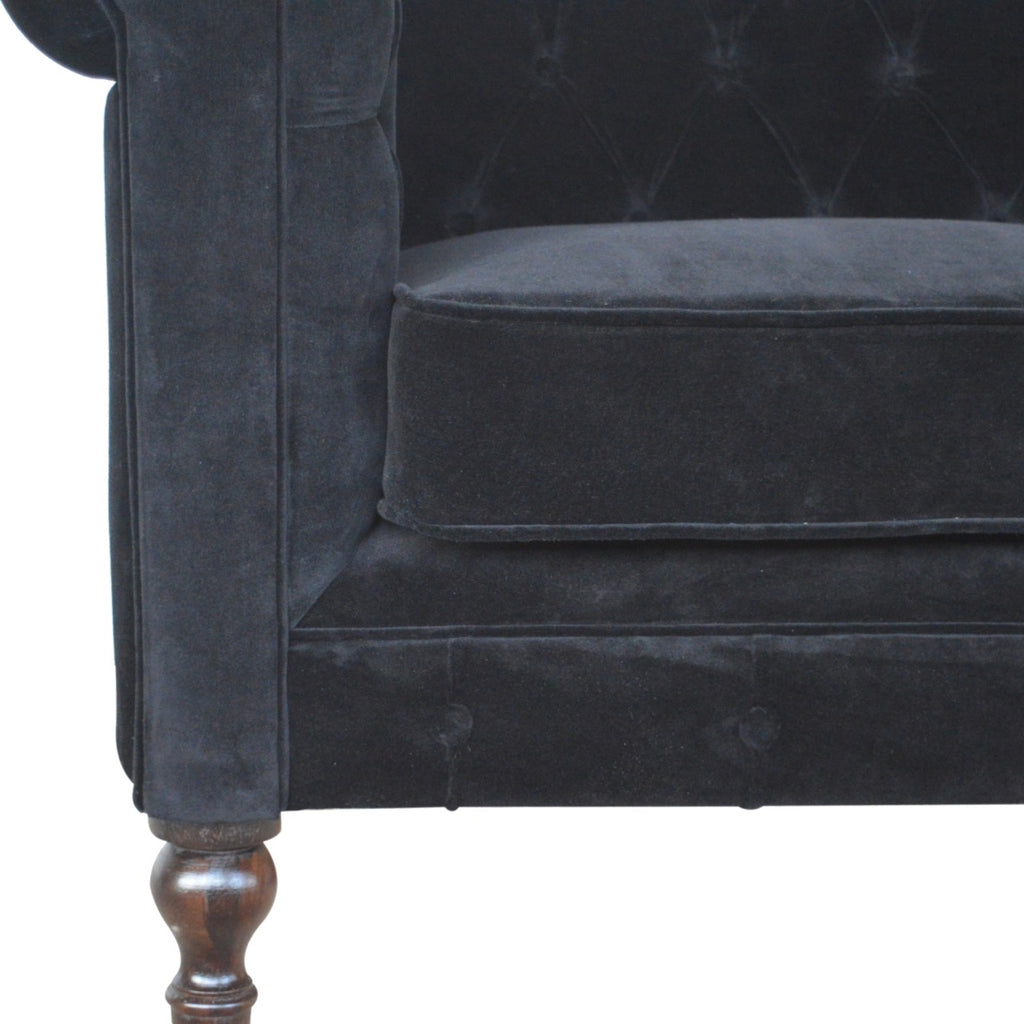 Heritage Collection Black Velvet Chesterfield Sofa