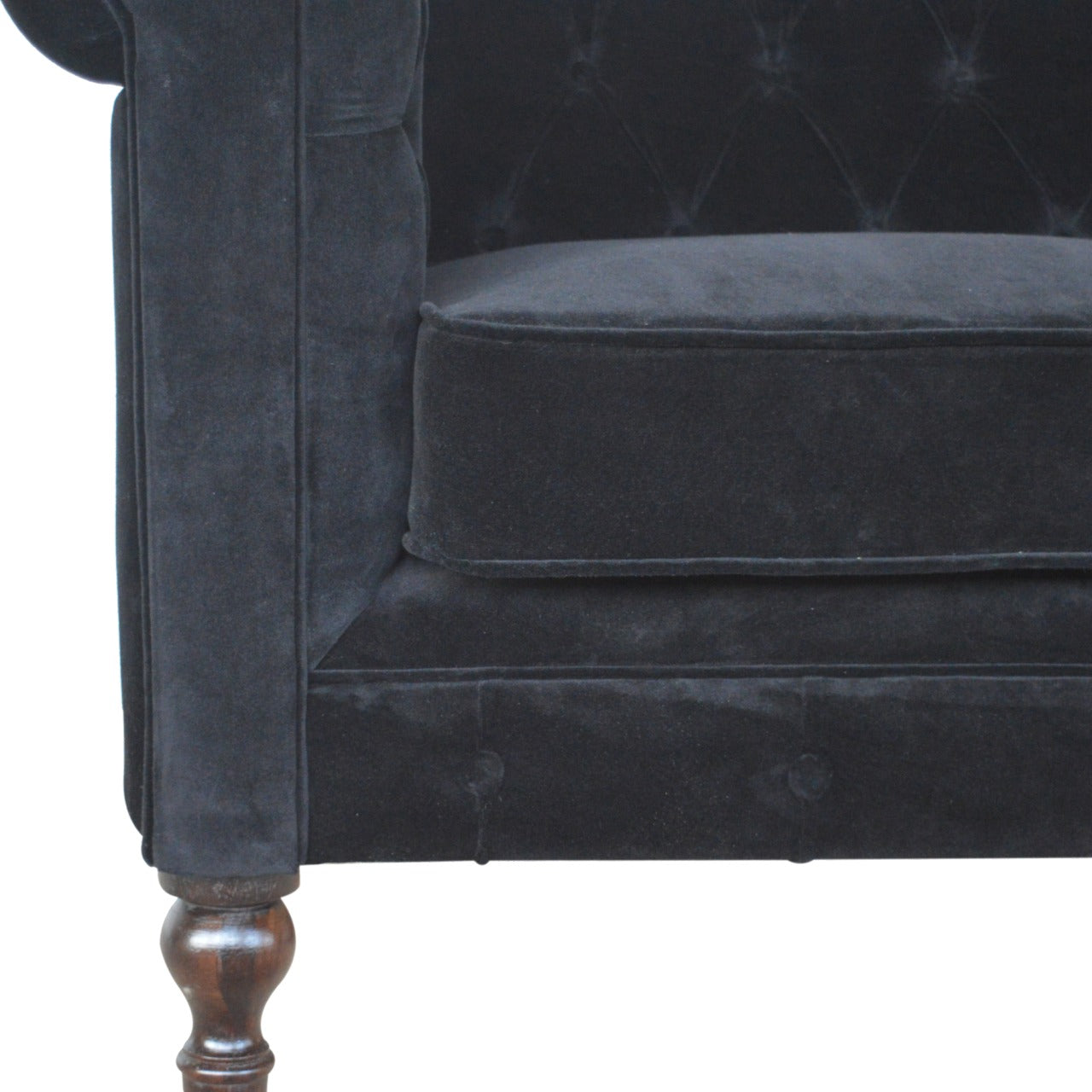 Heritage Collection Black Velvet Chesterfield Sofa