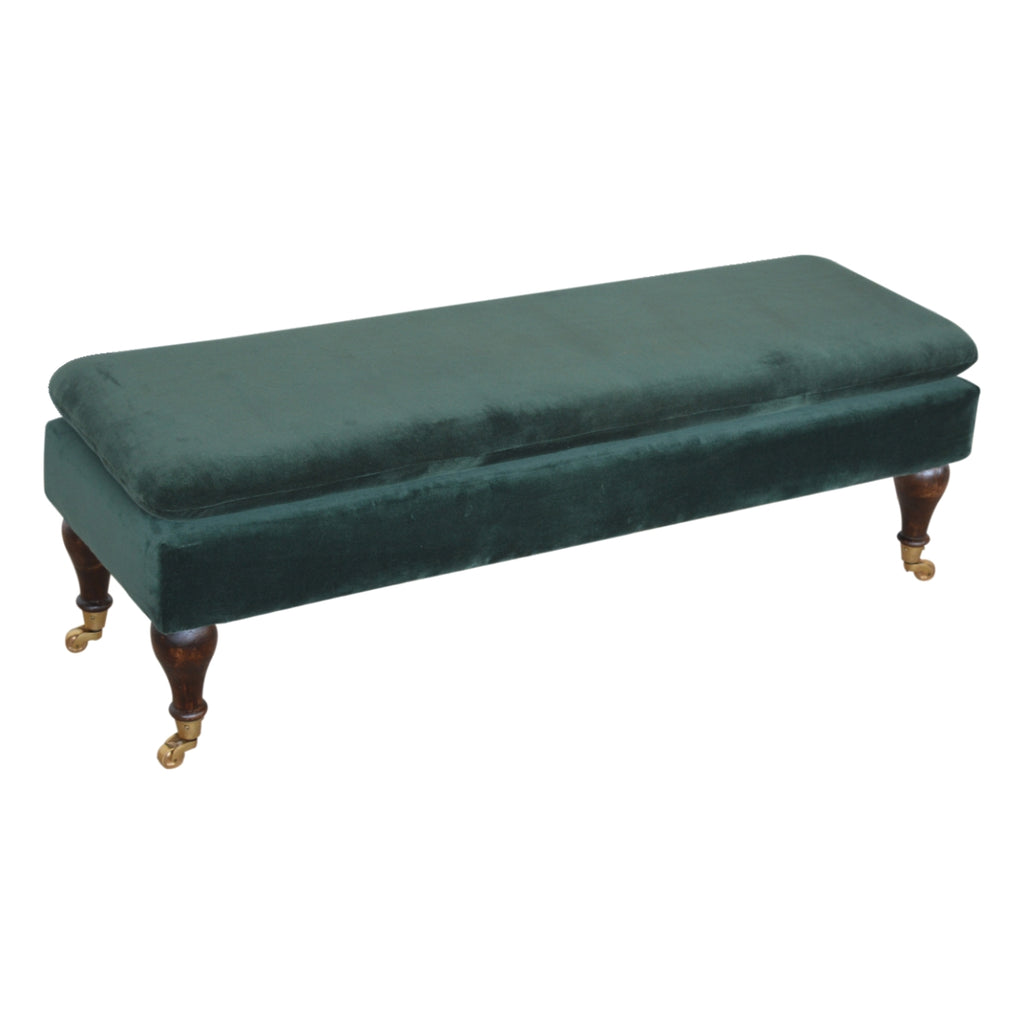 Heritage Collection Emerald Velvet Castor Bench
