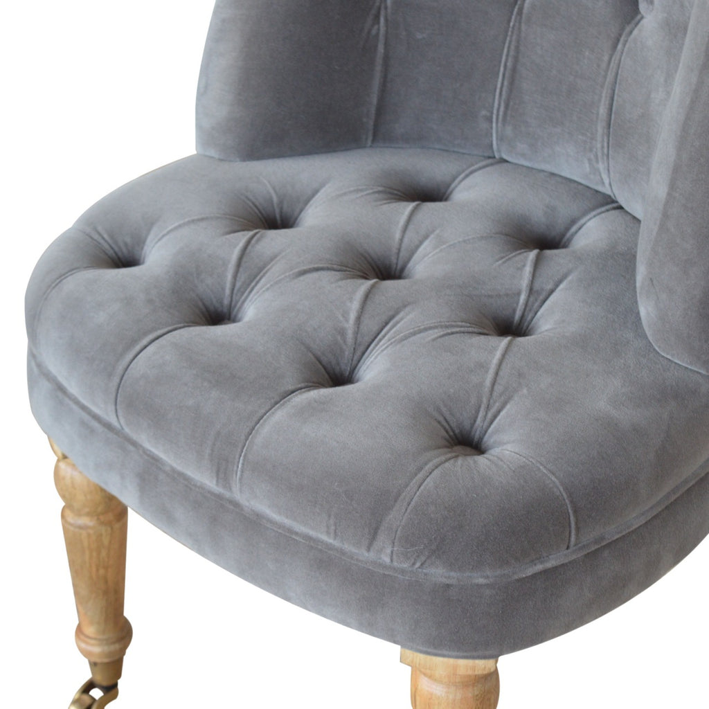 Heritage Collection Grey Velvet Accent Chair