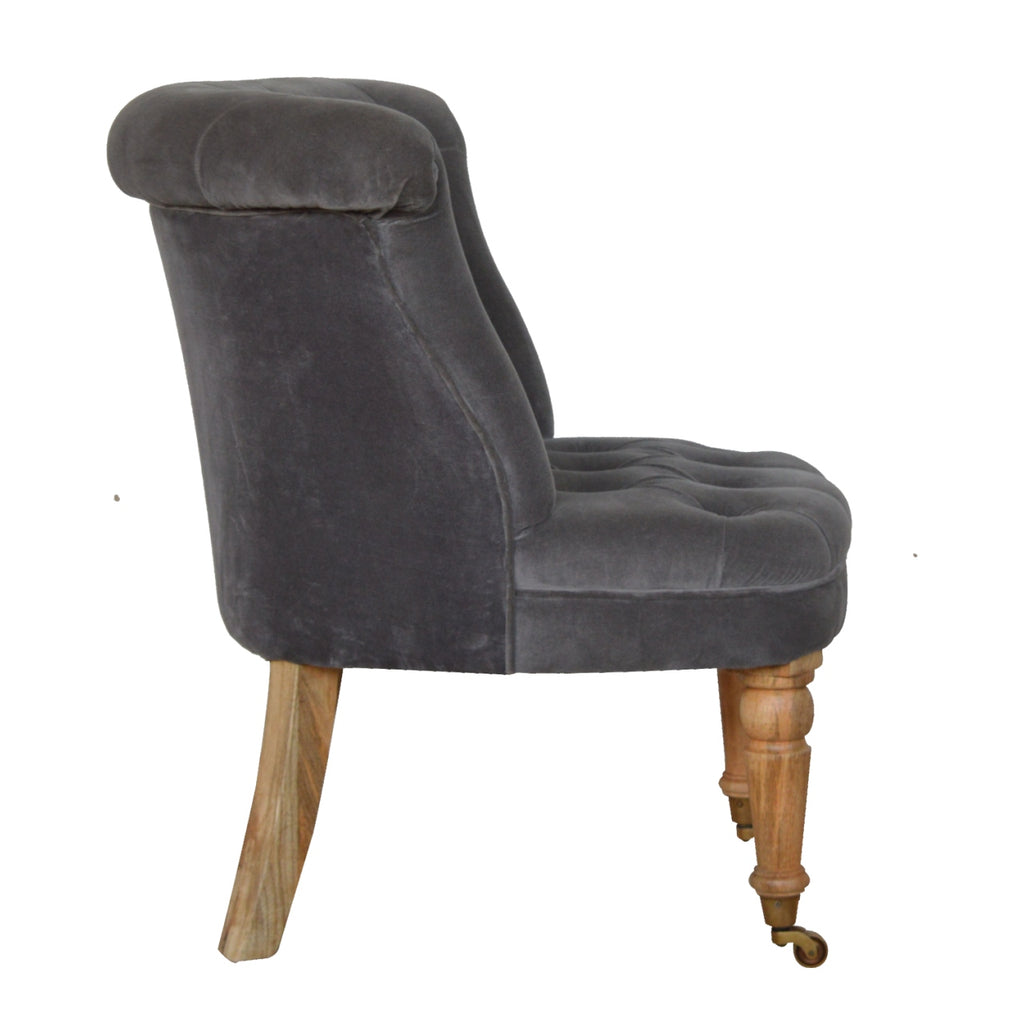 Heritage Collection Grey Velvet Accent Chair