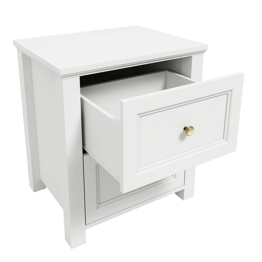 Harry Christian Home White And Gold Handle Elegance Bedside Cabinet
