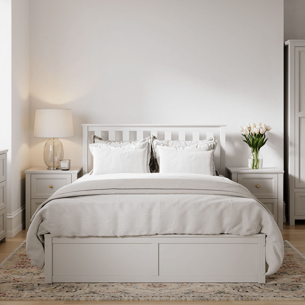 Harry Christian Home White And Gold Handle Elegance Bedside Cabinet