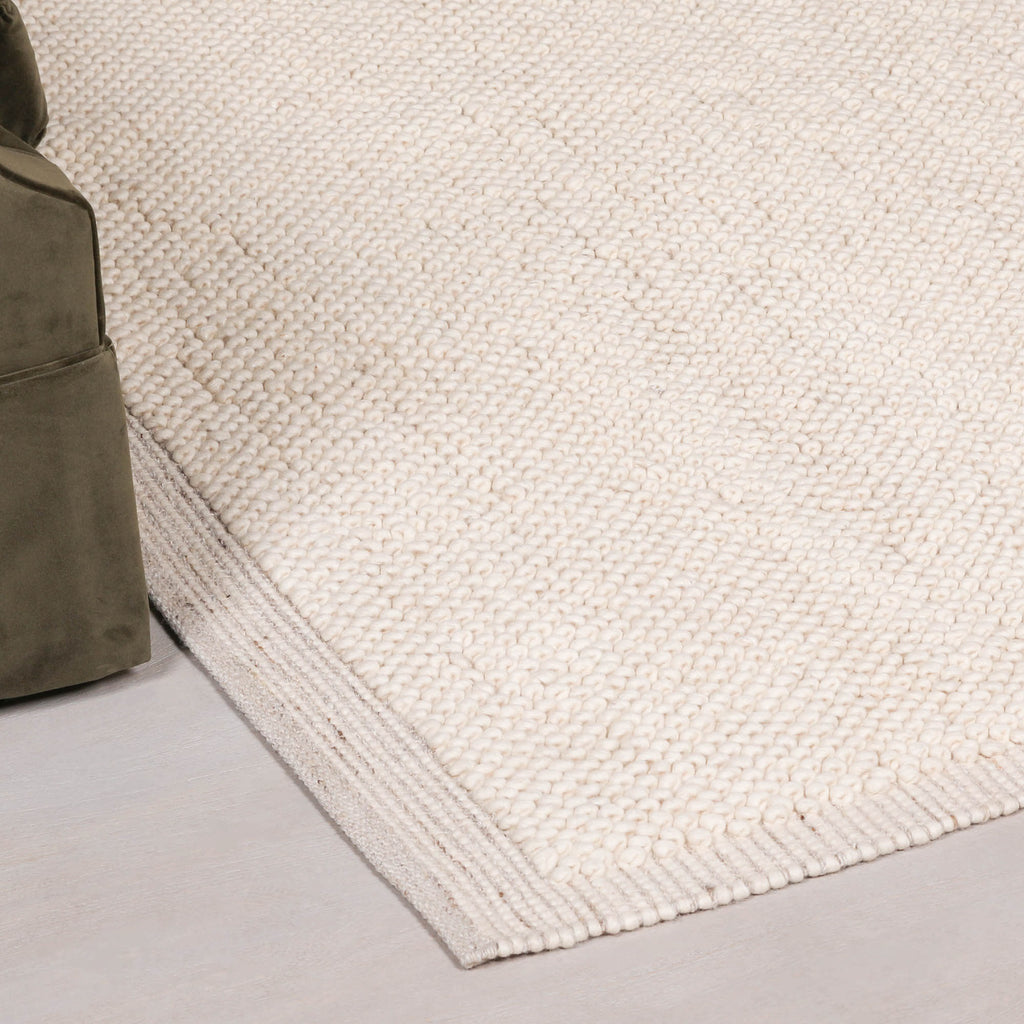 Harry Christian Home Ivory Pebble Wool Border Rug 170x120cm