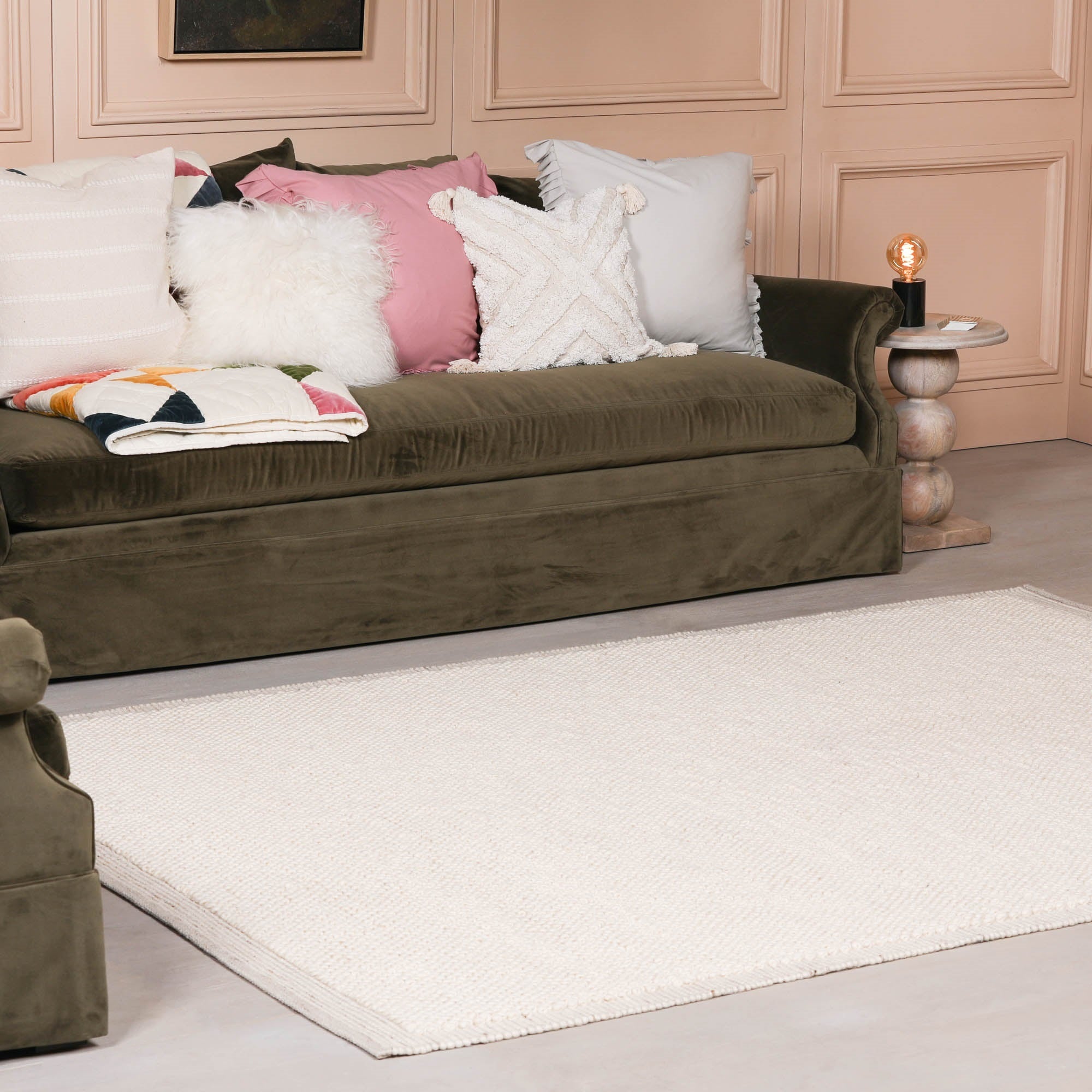 Harry Christian Home Ivory Pebble Wool Border Rug 260x180cm