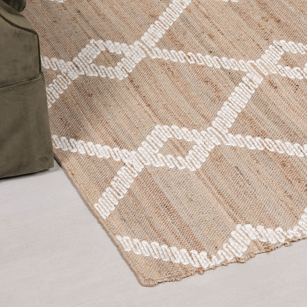 Harry Christian Home Woven Jute Rug with Wool Pattern 170x120cm