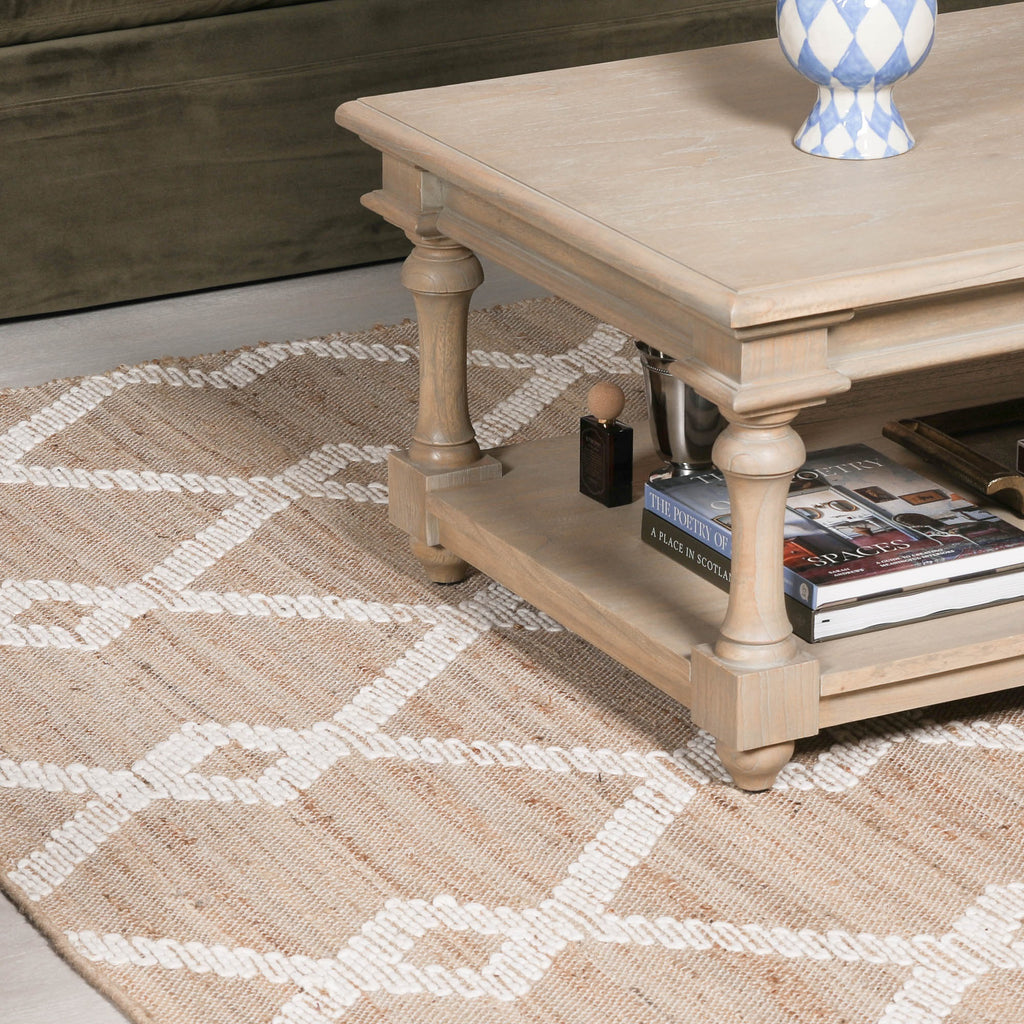 Harry Christian Home Woven Jute Rug with Wool Pattern 170x120cm