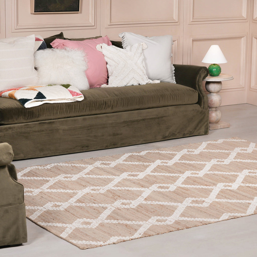 Harry Christian Home Woven Jute Rug with Wool Pattern 170x120cm