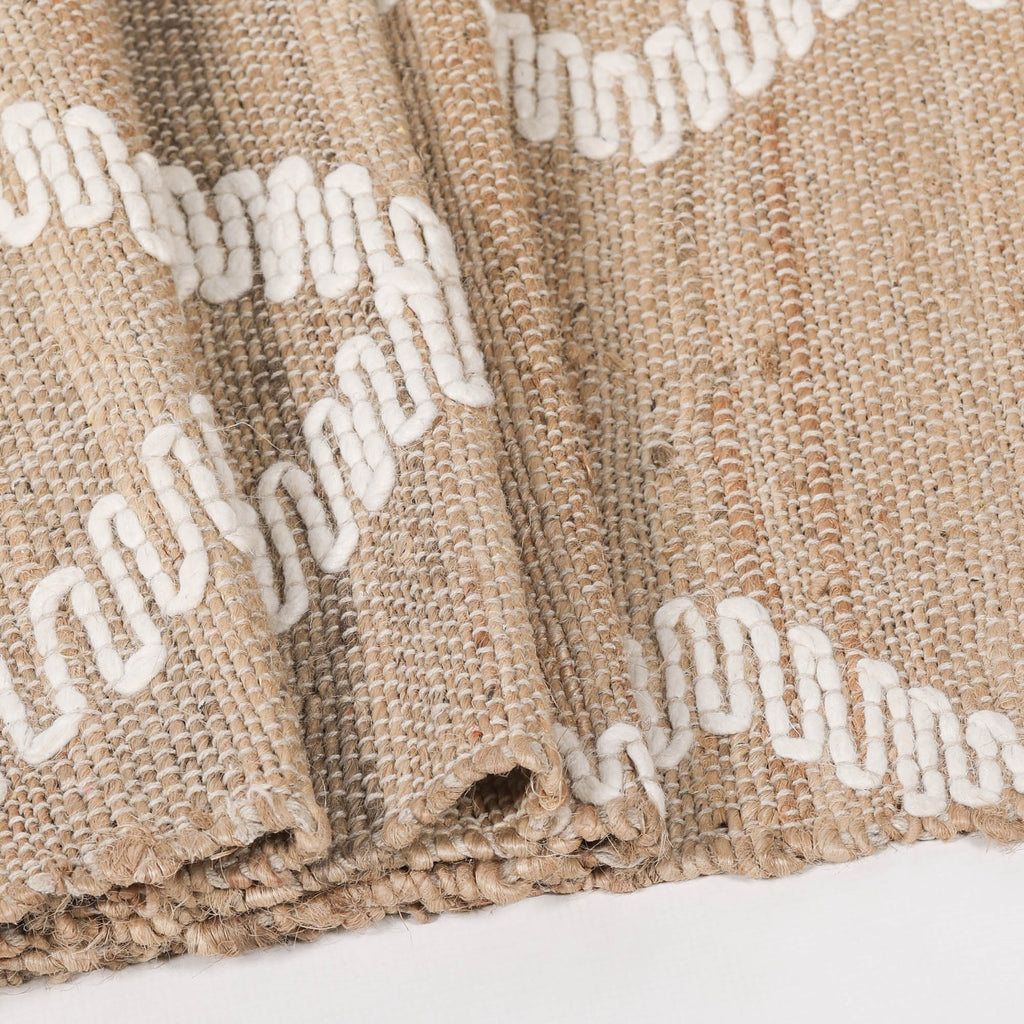 Harry Christian Home Woven Jute Rug with Wool Pattern 170x120cm