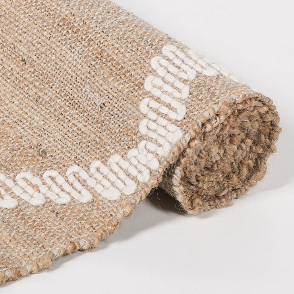 Harry Christian Home Woven Jute Rug with Wool Pattern 170x120cm
