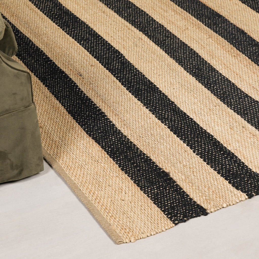 Harry Christian Home Jute Black Stripe Rug 170x120cm
